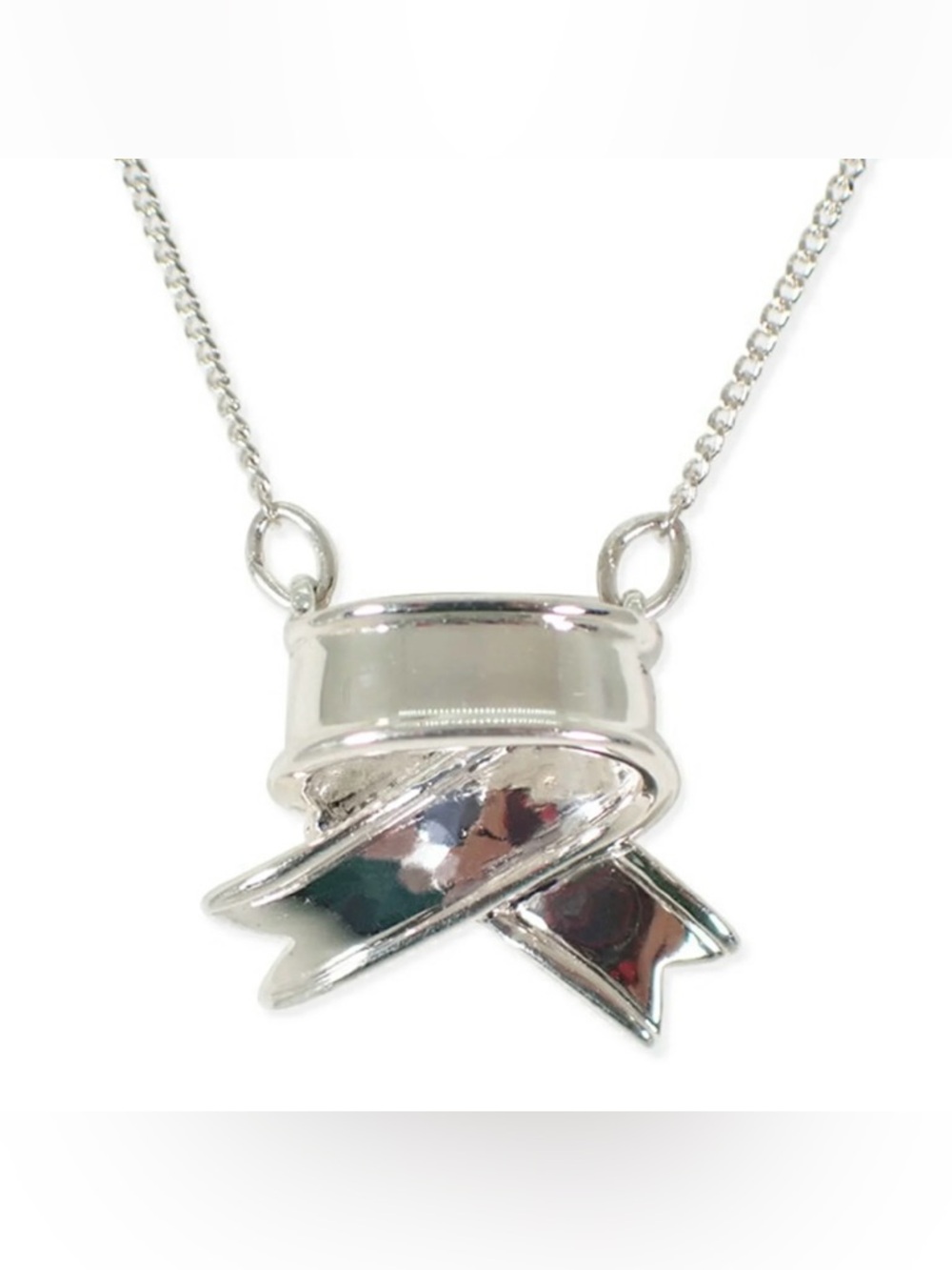 Tiffany & Co. Mexico Vintage 80s 925 Sterling Silver Ribbon Pendant Necklace